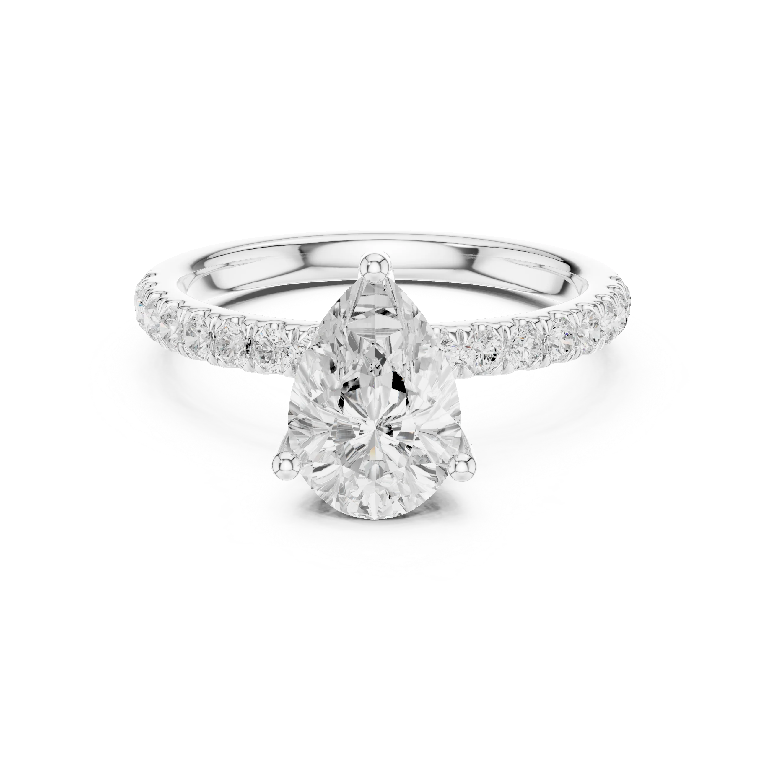 Pear Diamond Engagement Ring With Pave Band