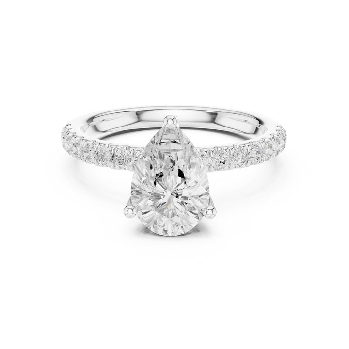 Pear Diamond Engagement Ring With Pave Band