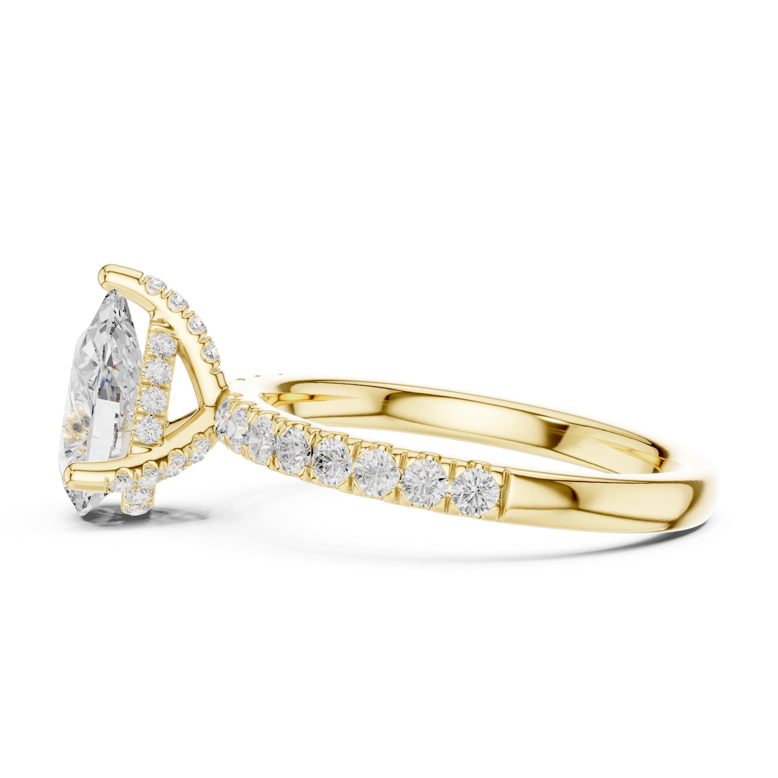 Pear Diamond Engagement Ring With Pave Band