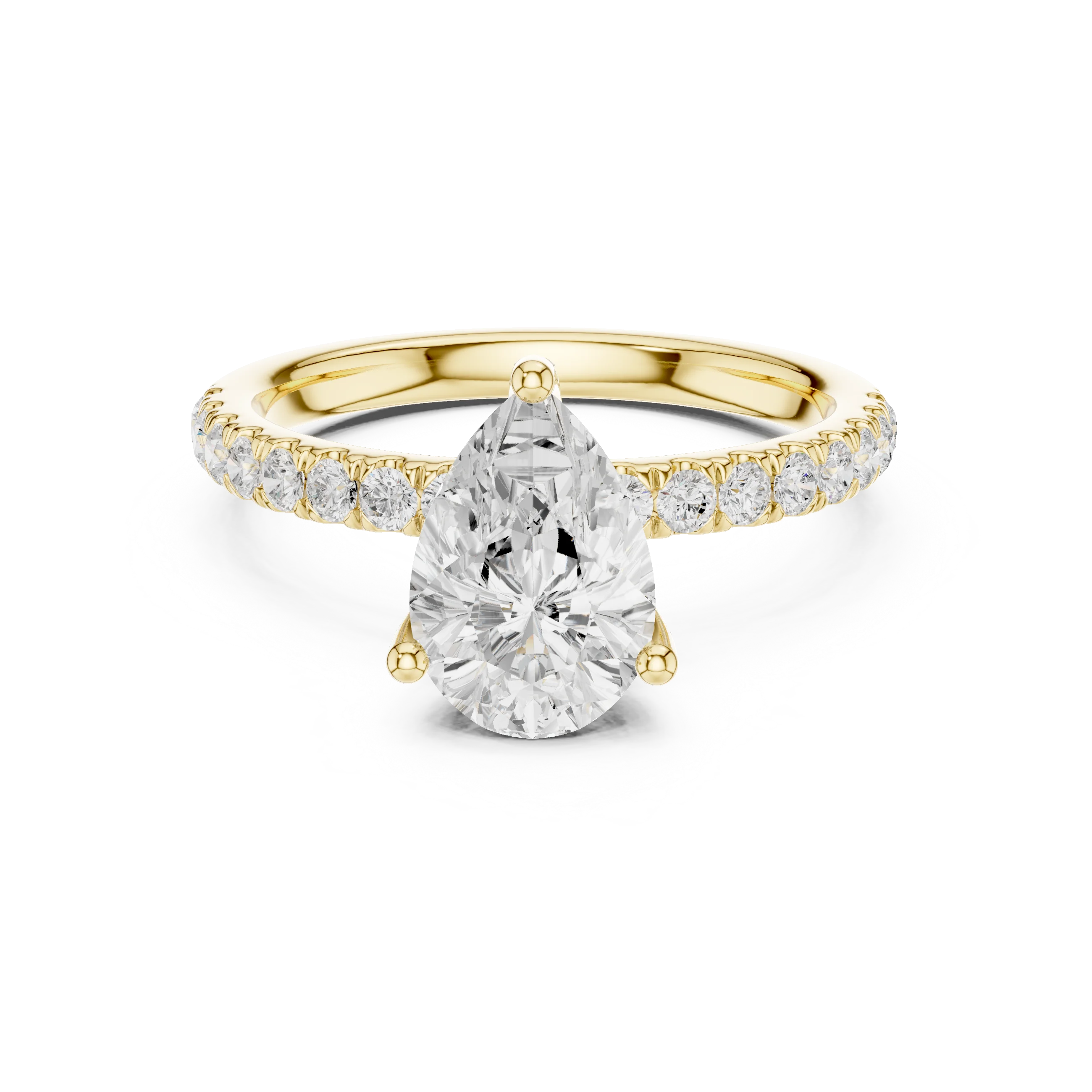 Pear Diamond Engagement Ring With Pave Band