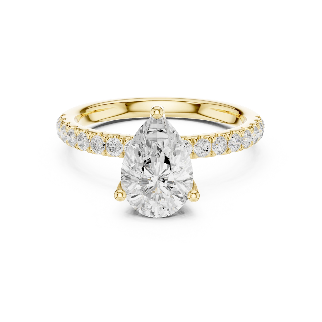 Pear Diamond Engagement Ring With Pave Band