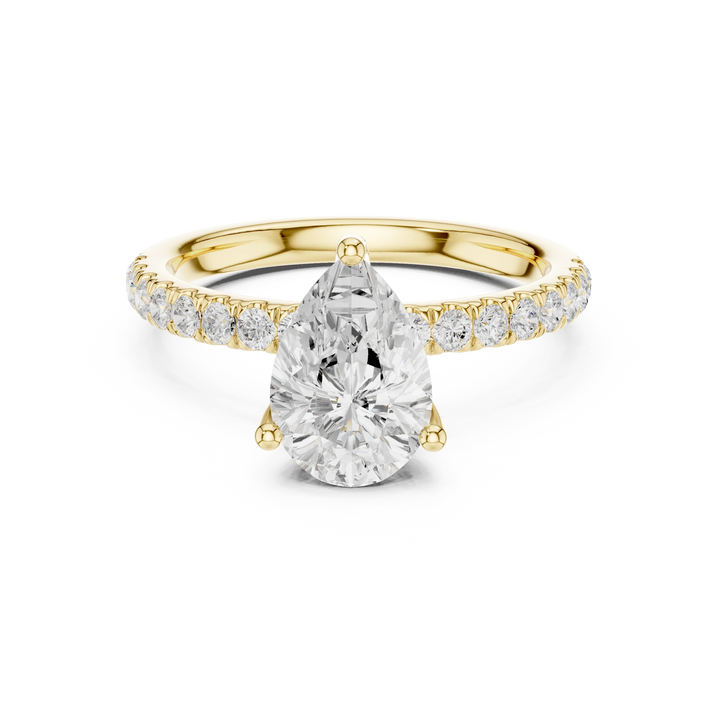 Pear Diamond Engagement Ring With Pave Band