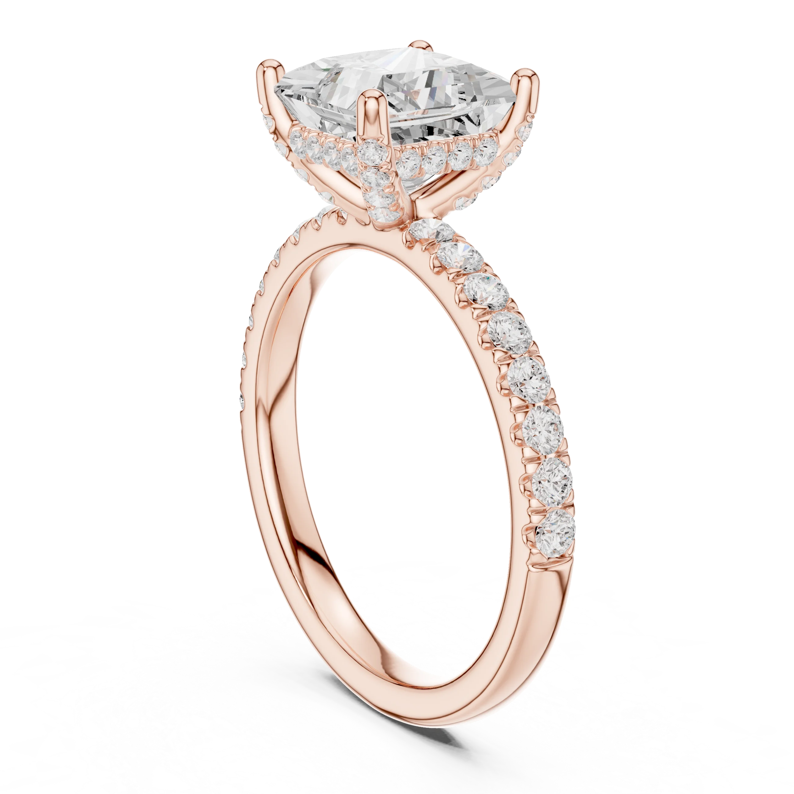 Princess Diamond Engagement Ring With Pave Band