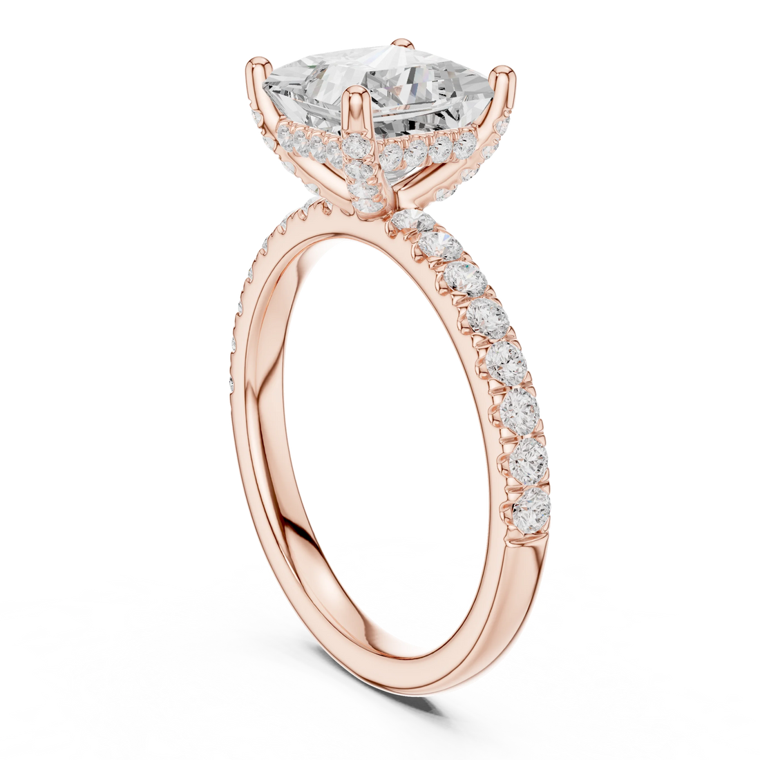Princess Diamond Engagement Ring With Pave Band