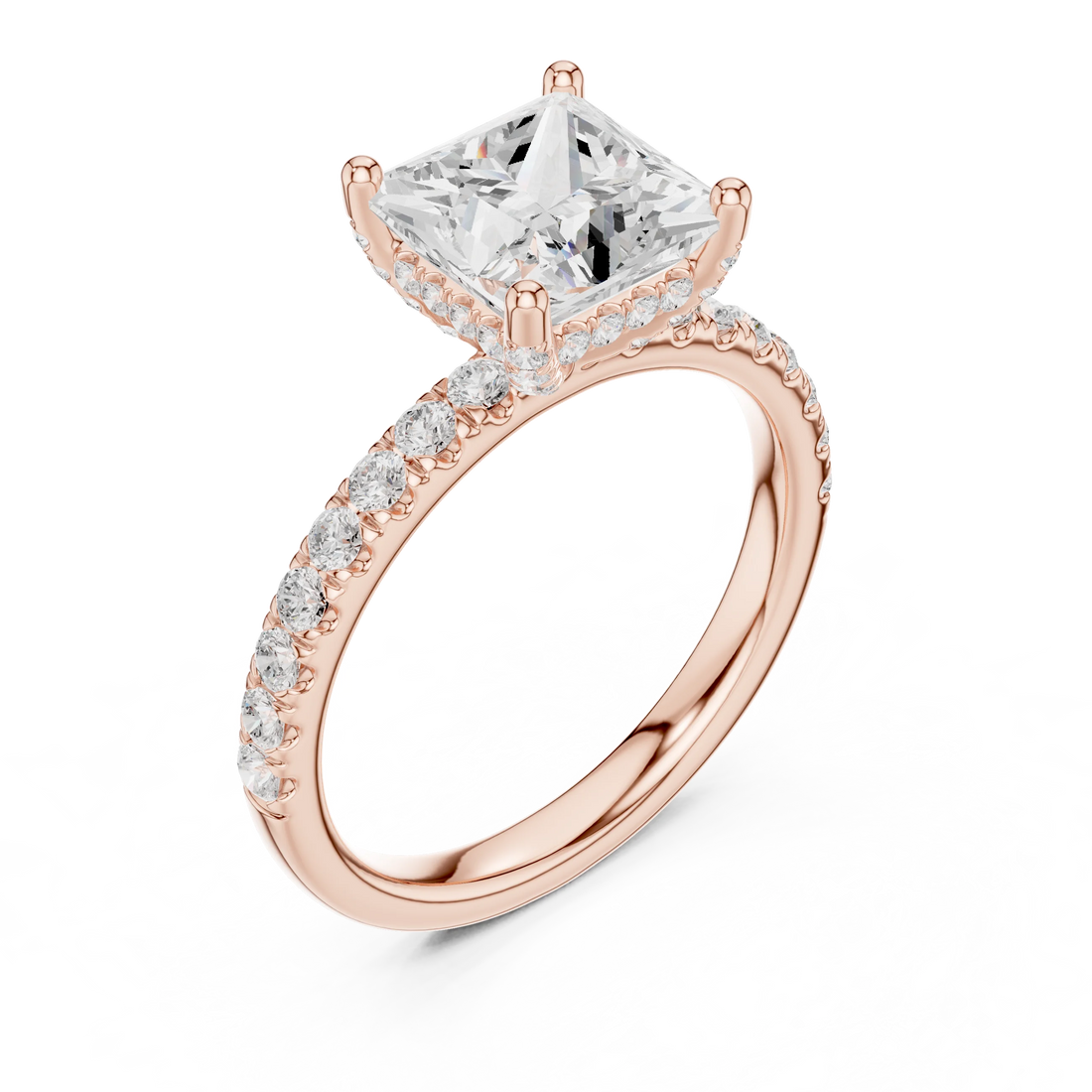 Princess Diamond Engagement Ring With Pave Band