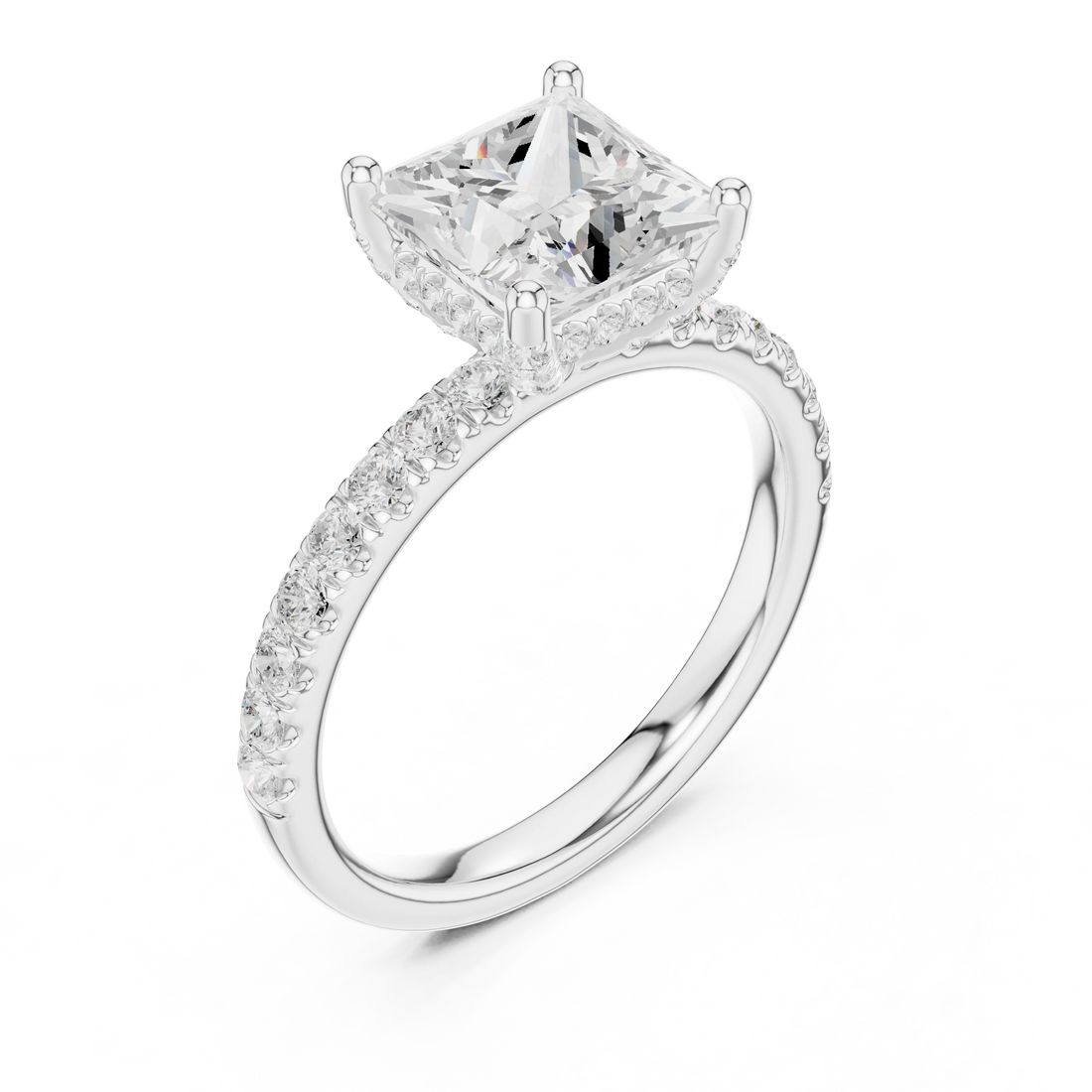 Princess Diamond Engagement Ring With Pave Band