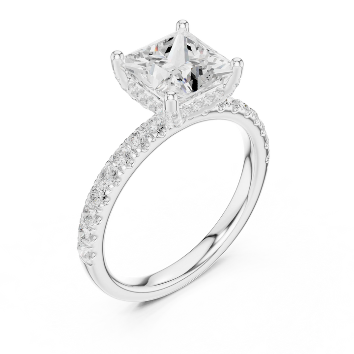 Princess Diamond Engagement Ring With Pave Band