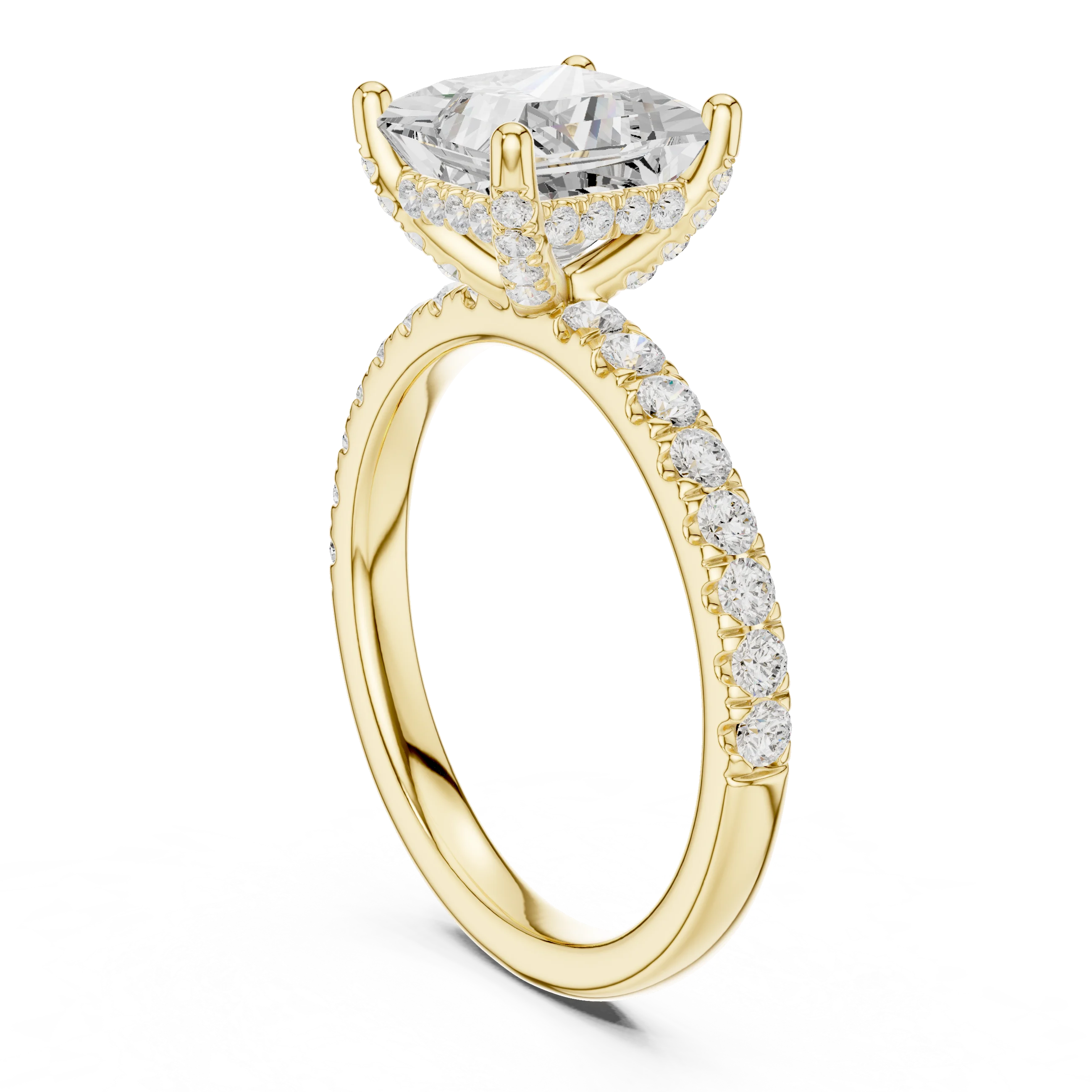 Princess Diamond Engagement Ring With Pave Band