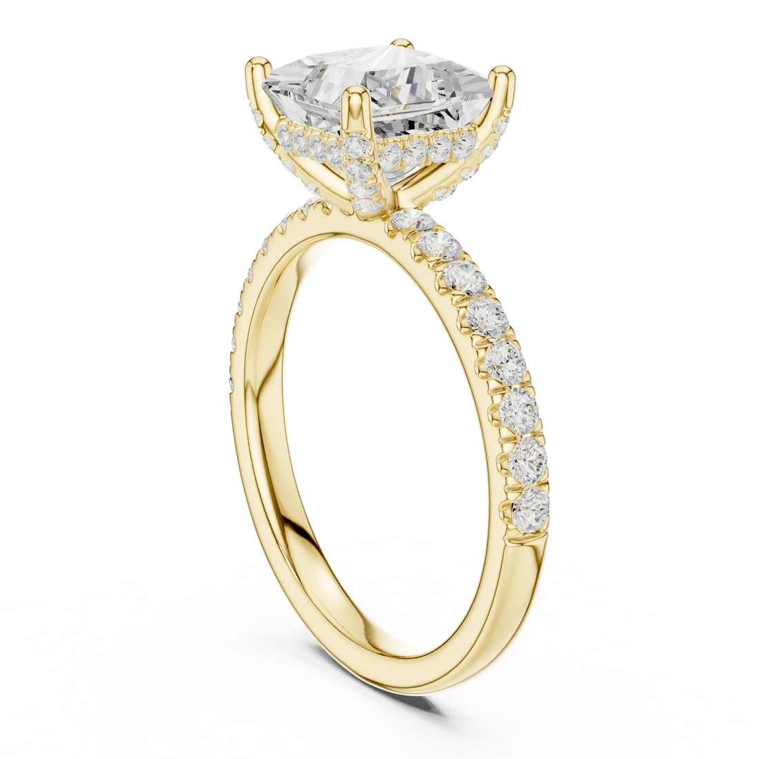 Princess Diamond Engagement Ring With Pave Band