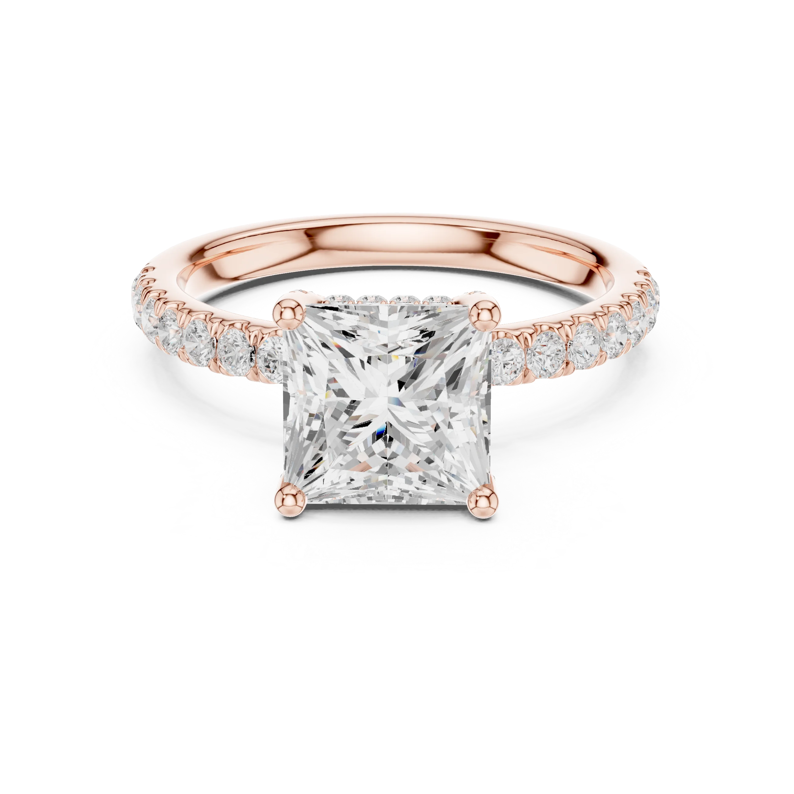Princess Diamond Engagement Ring With Pave Band