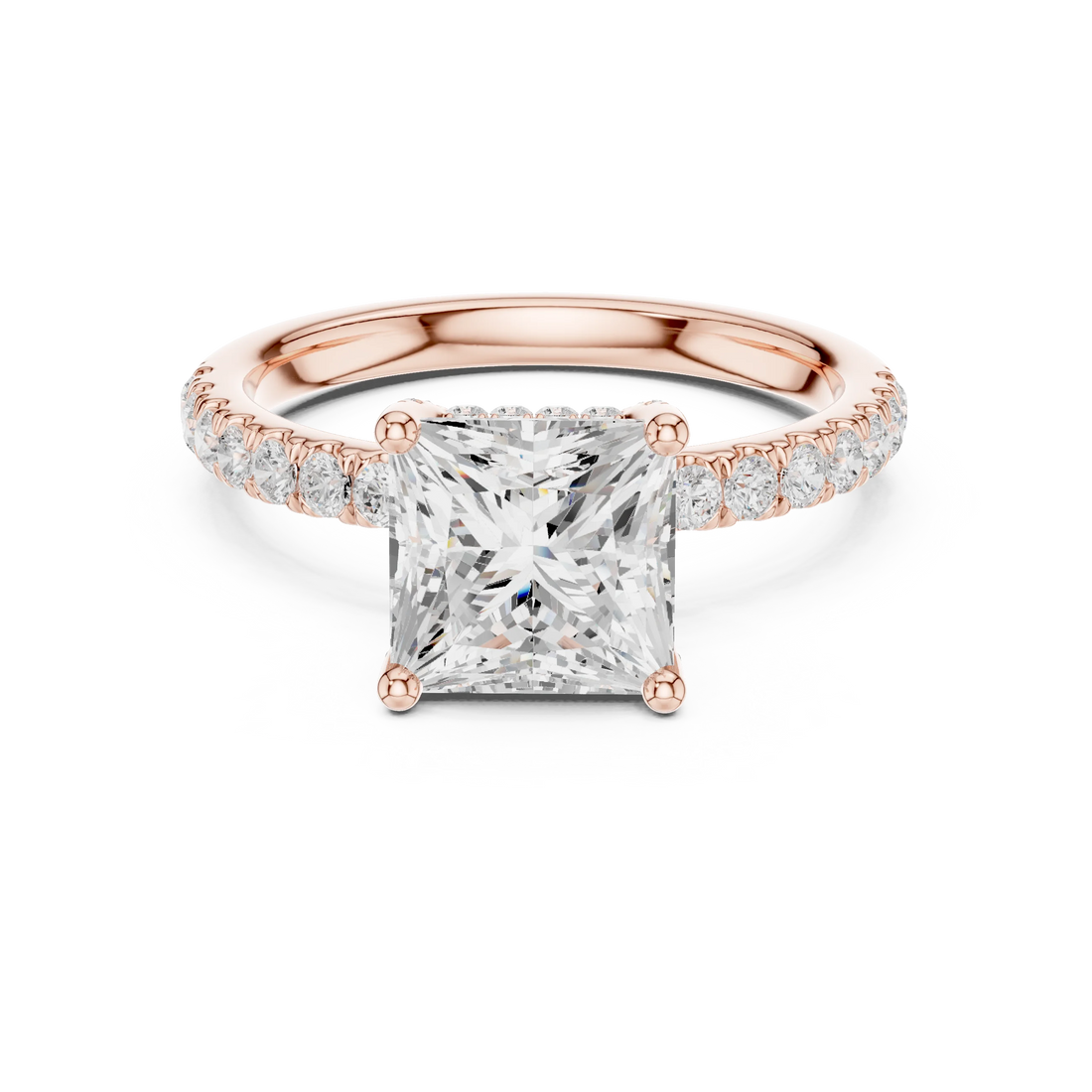Princess Diamond Engagement Ring With Pave Band