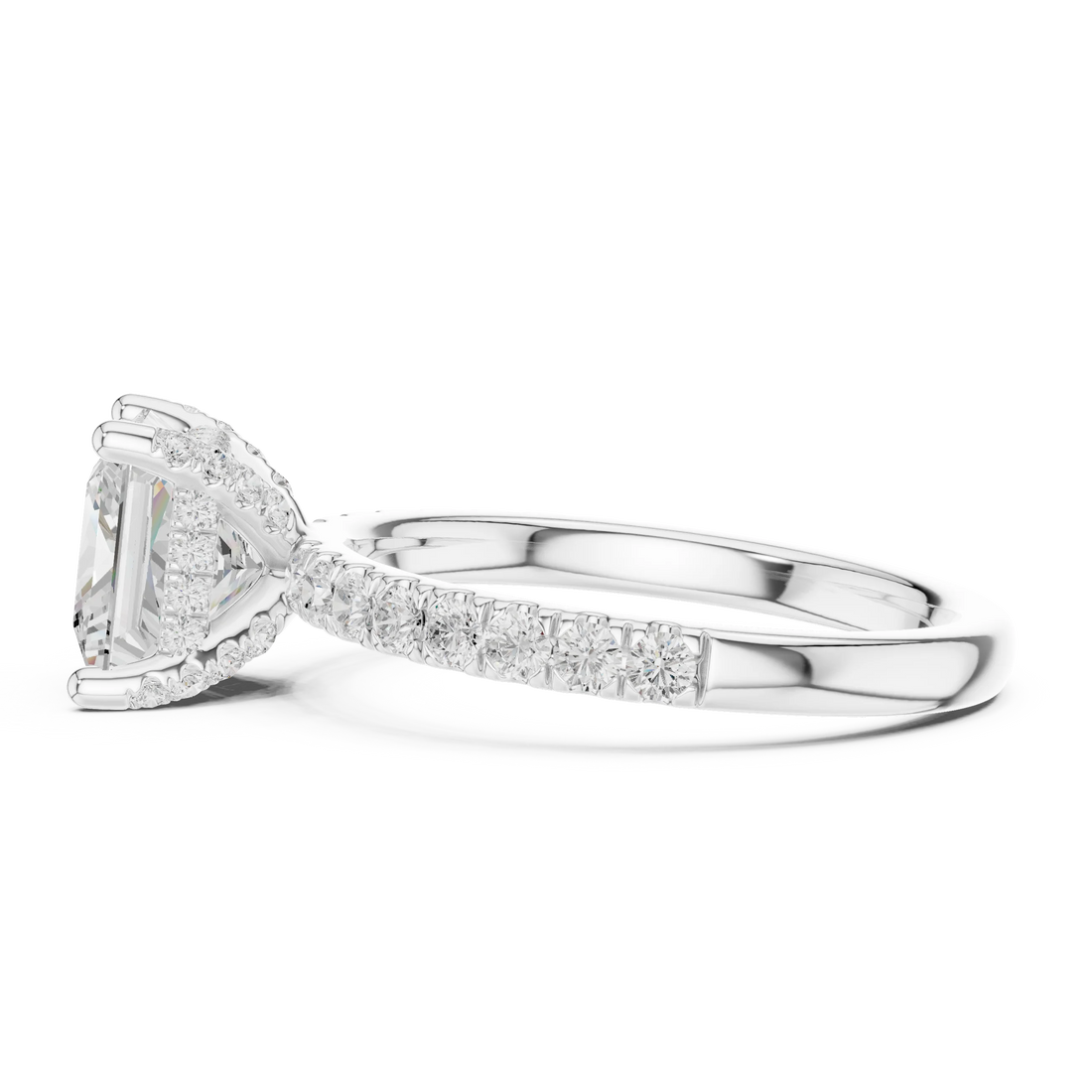 Princess Diamond Engagement Ring With Pave Band