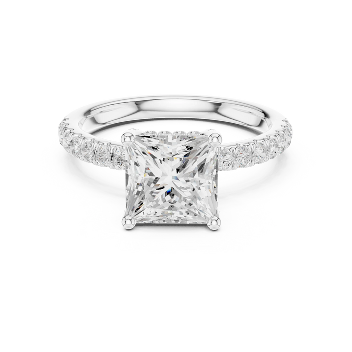 Princess Diamond Engagement Ring With Pave Band