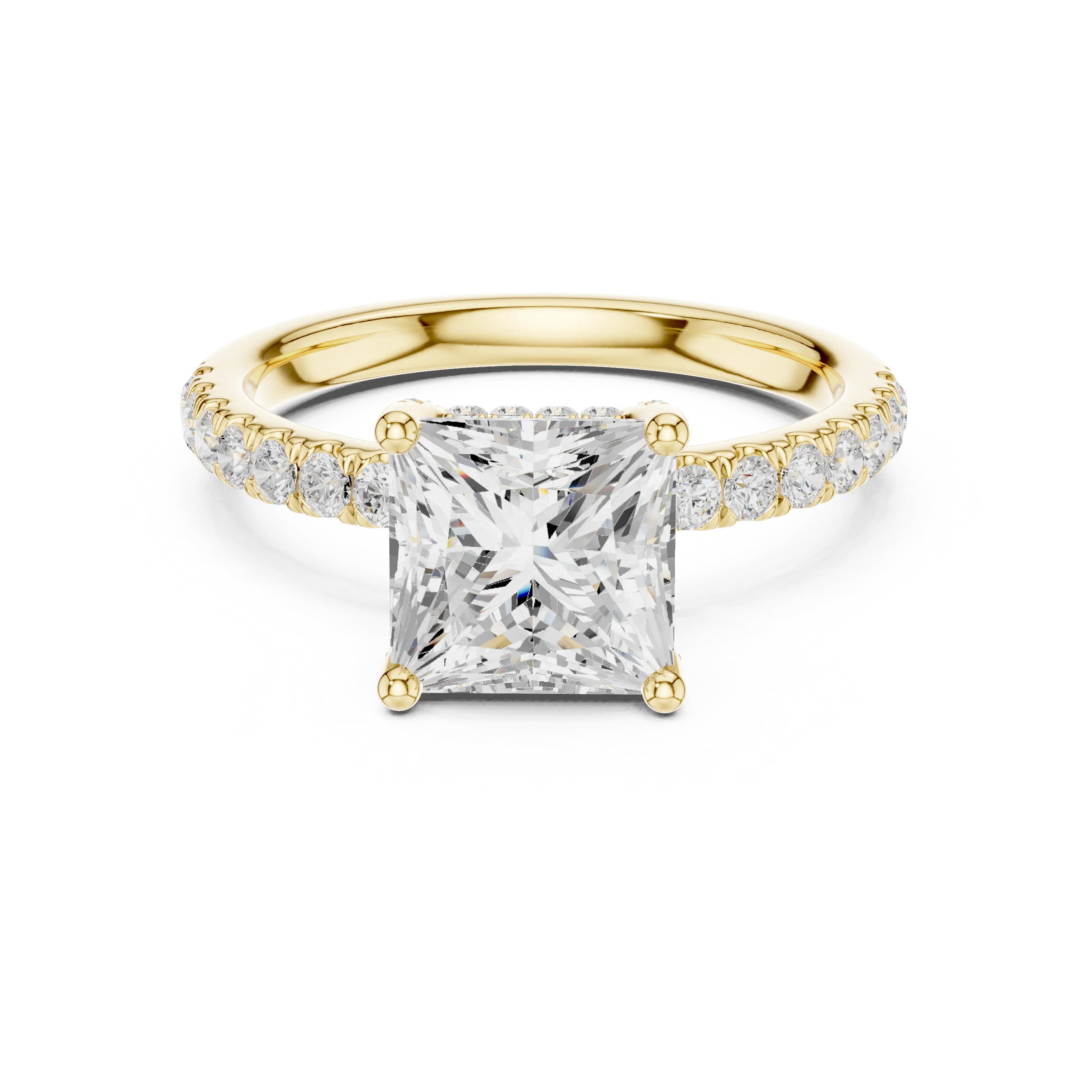 Princess Diamond Engagement Ring With Pave Band