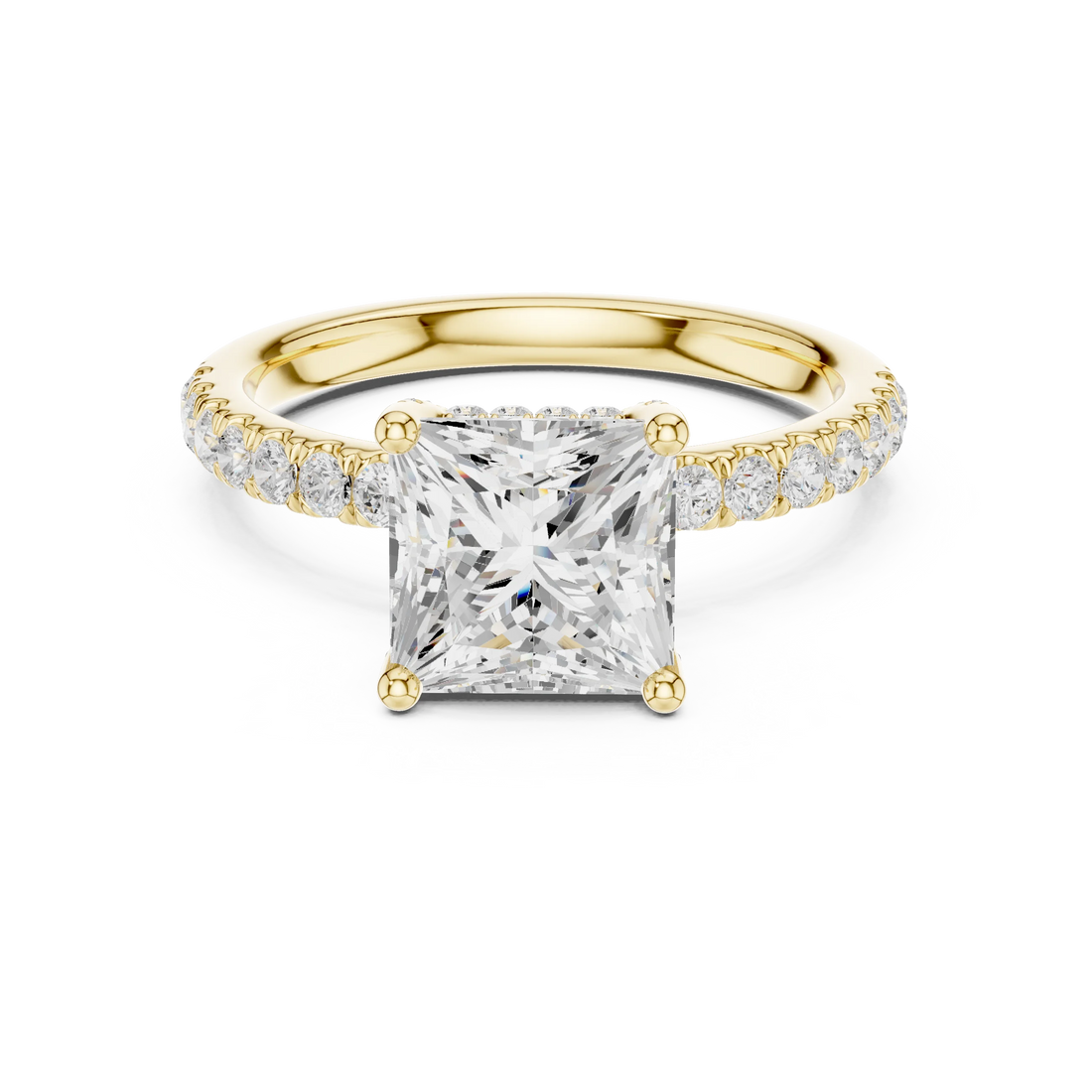 Princess Diamond Engagement Ring With Pave Band