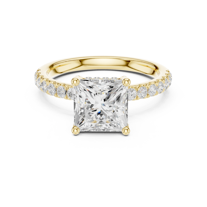 Princess Diamond Engagement Ring With Pave Band
