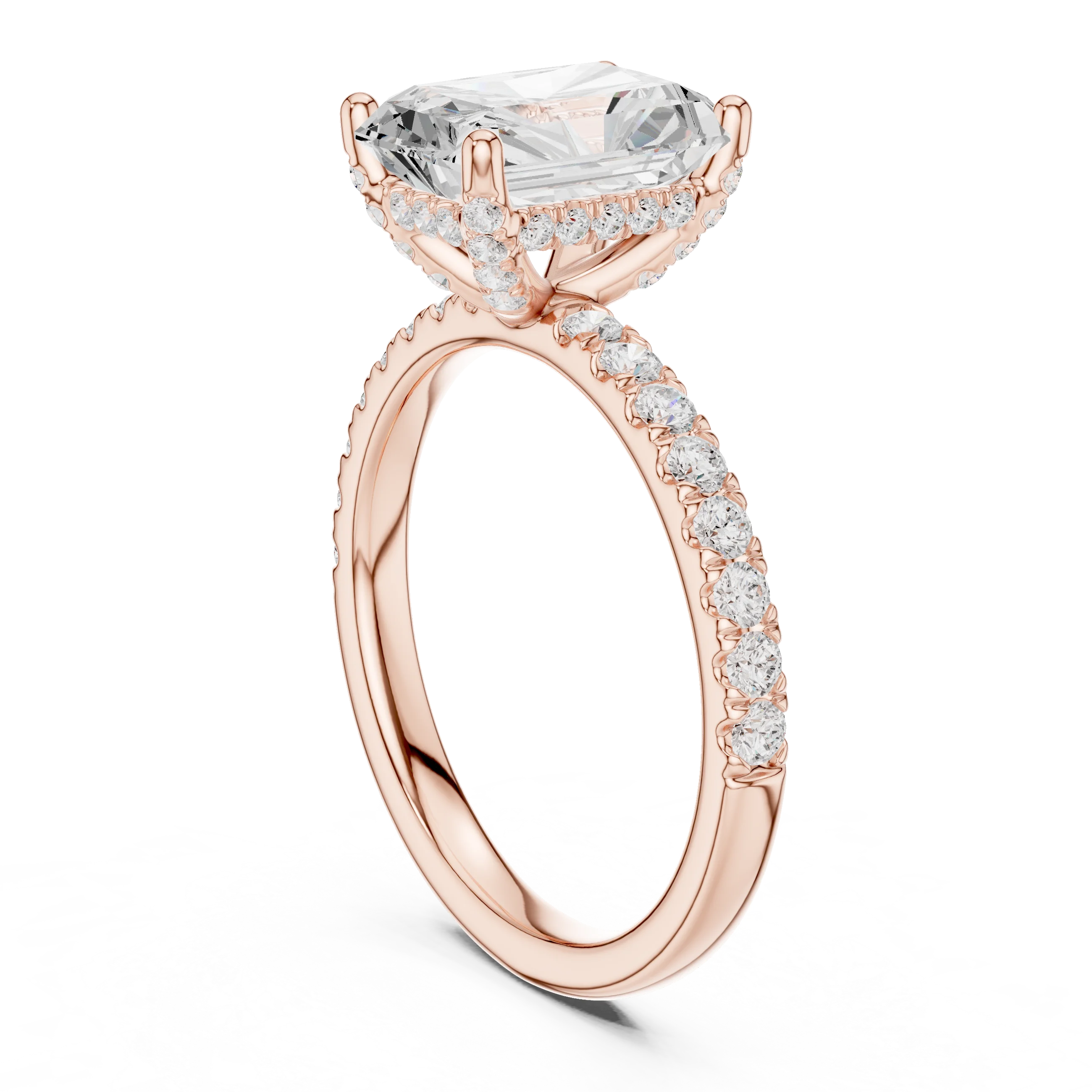 Radiant Diamond Engagement Ring With Pave Band
