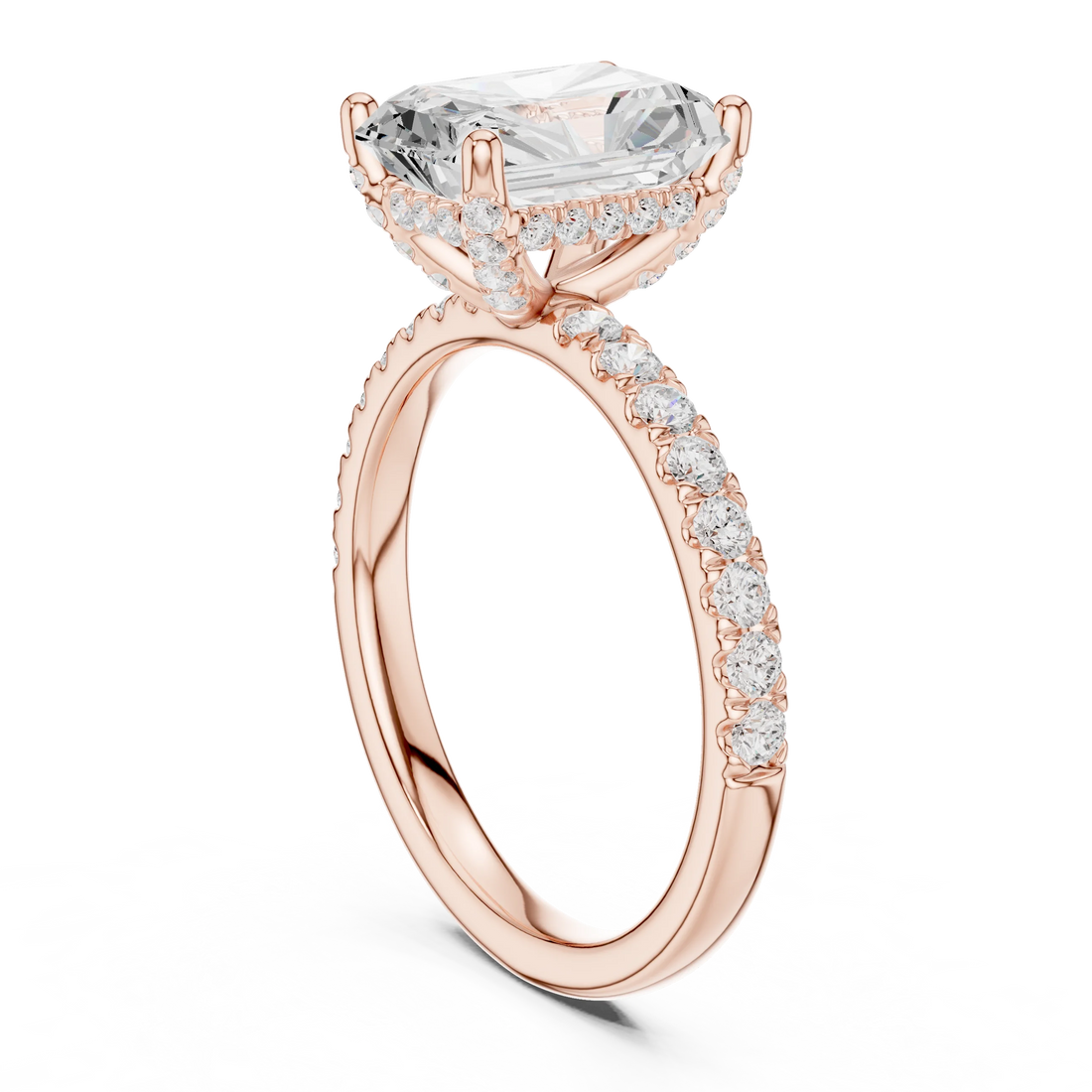 Radiant Diamond Engagement Ring With Pave Band