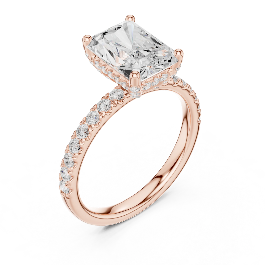 Radiant Diamond Engagement Ring With Pave Band