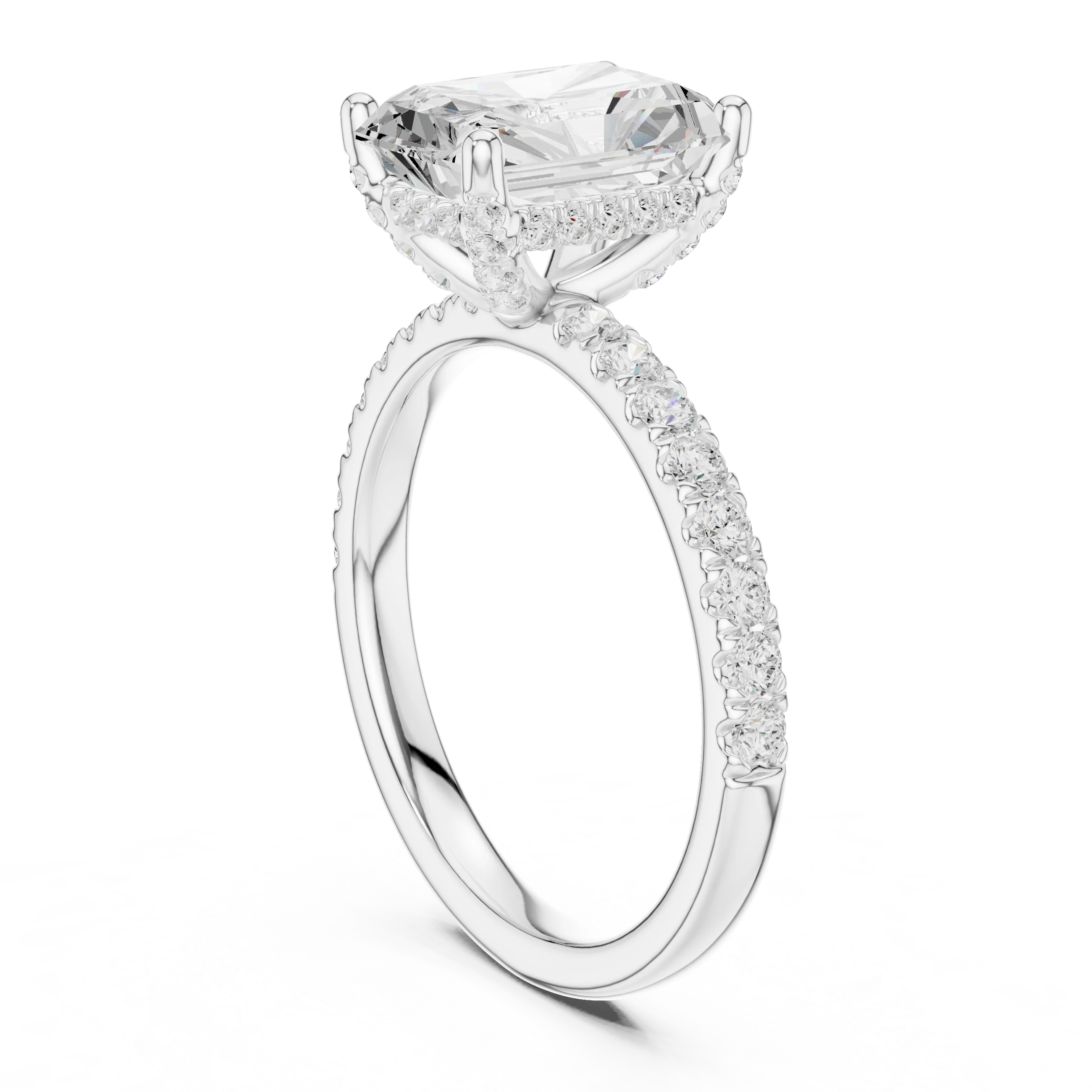 Radiant Diamond Engagement Ring With Pave Band