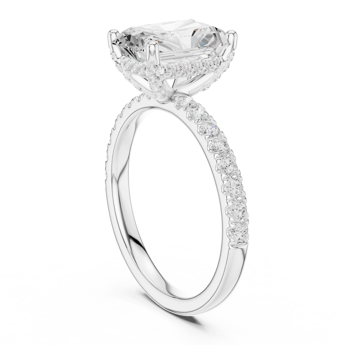 Radiant Diamond Engagement Ring With Pave Band
