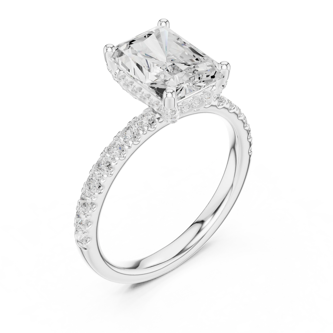 Radiant Diamond Engagement Ring With Pave Band