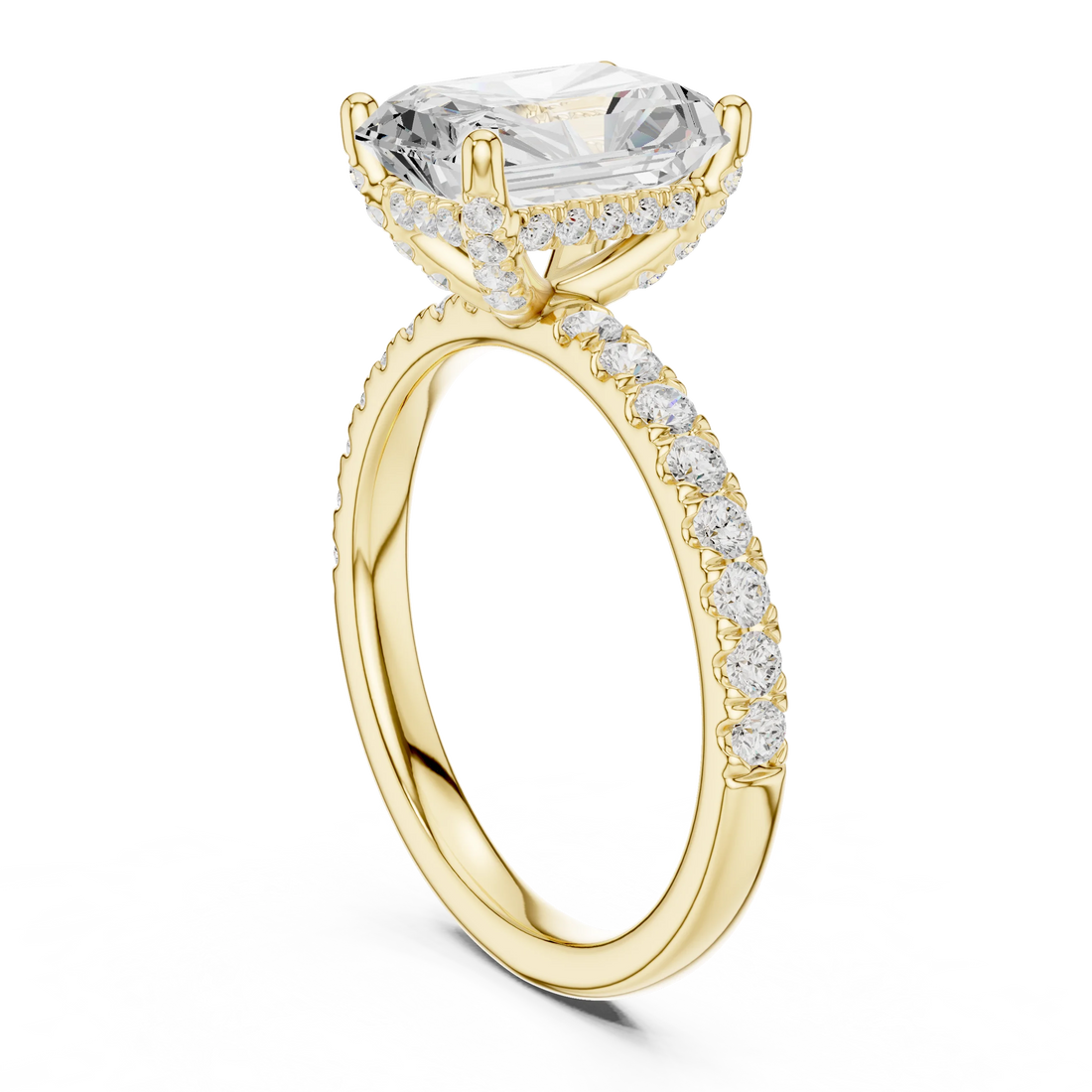Radiant Diamond Engagement Ring With Pave Band