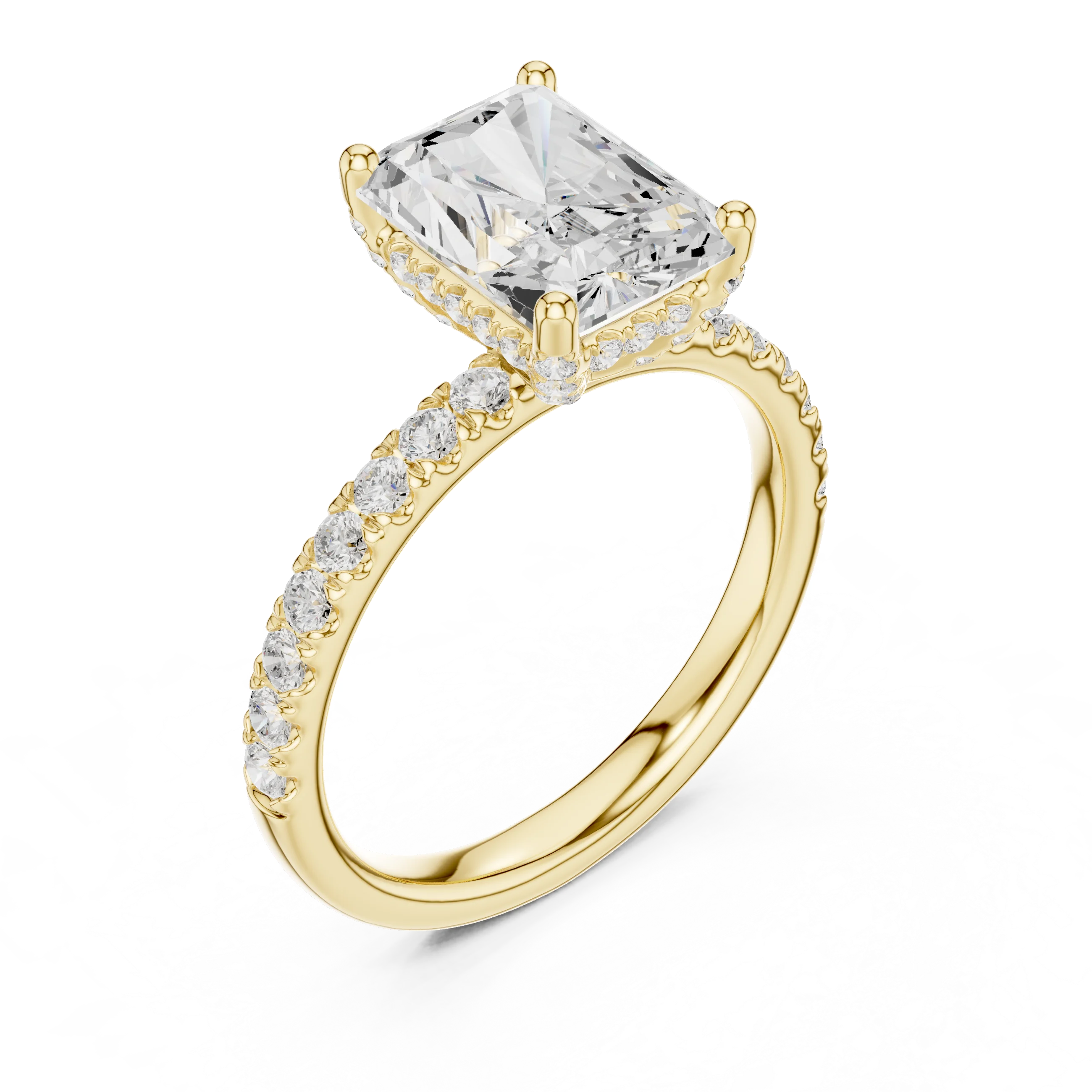 Radiant Diamond Engagement Ring With Pave Band