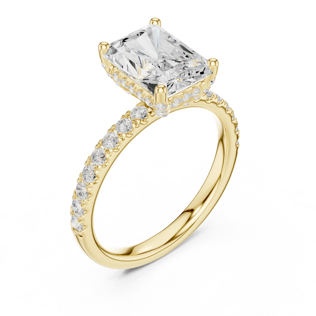 Radiant Diamond Engagement Ring With Pave Band