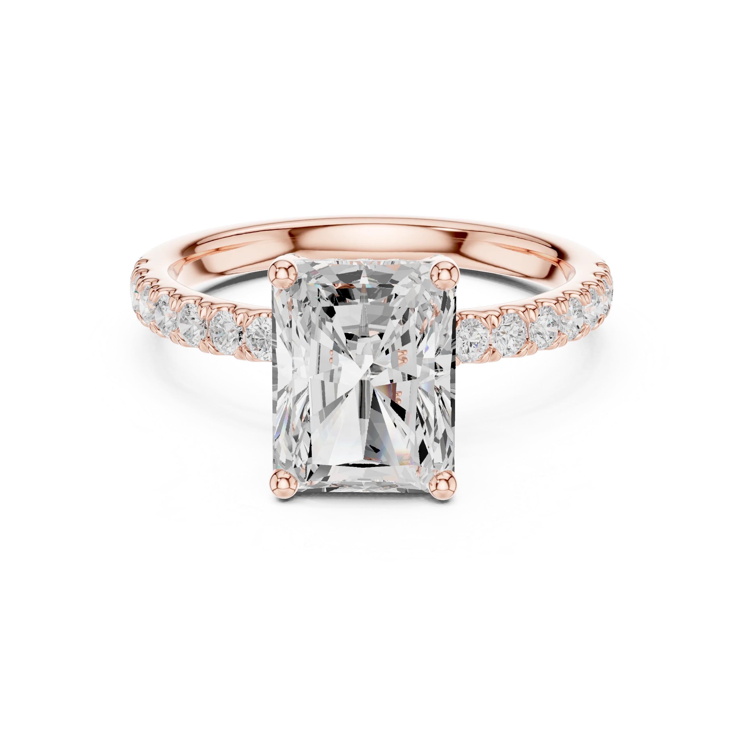 Radiant Diamond Engagement Ring With Pave Band
