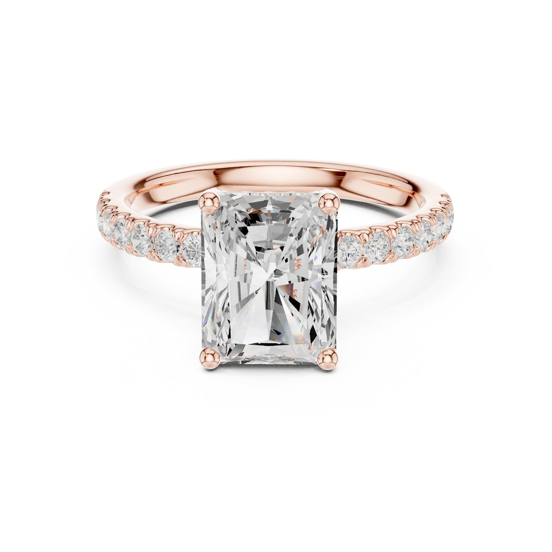 Radiant Diamond Engagement Ring With Pave Band
