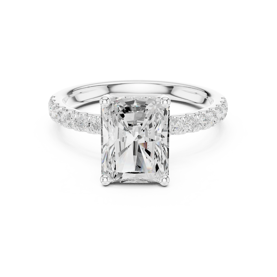 Radiant Diamond Engagement Ring With Pave Band