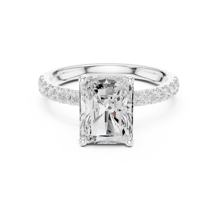 Radiant Diamond Engagement Ring With Pave Band
