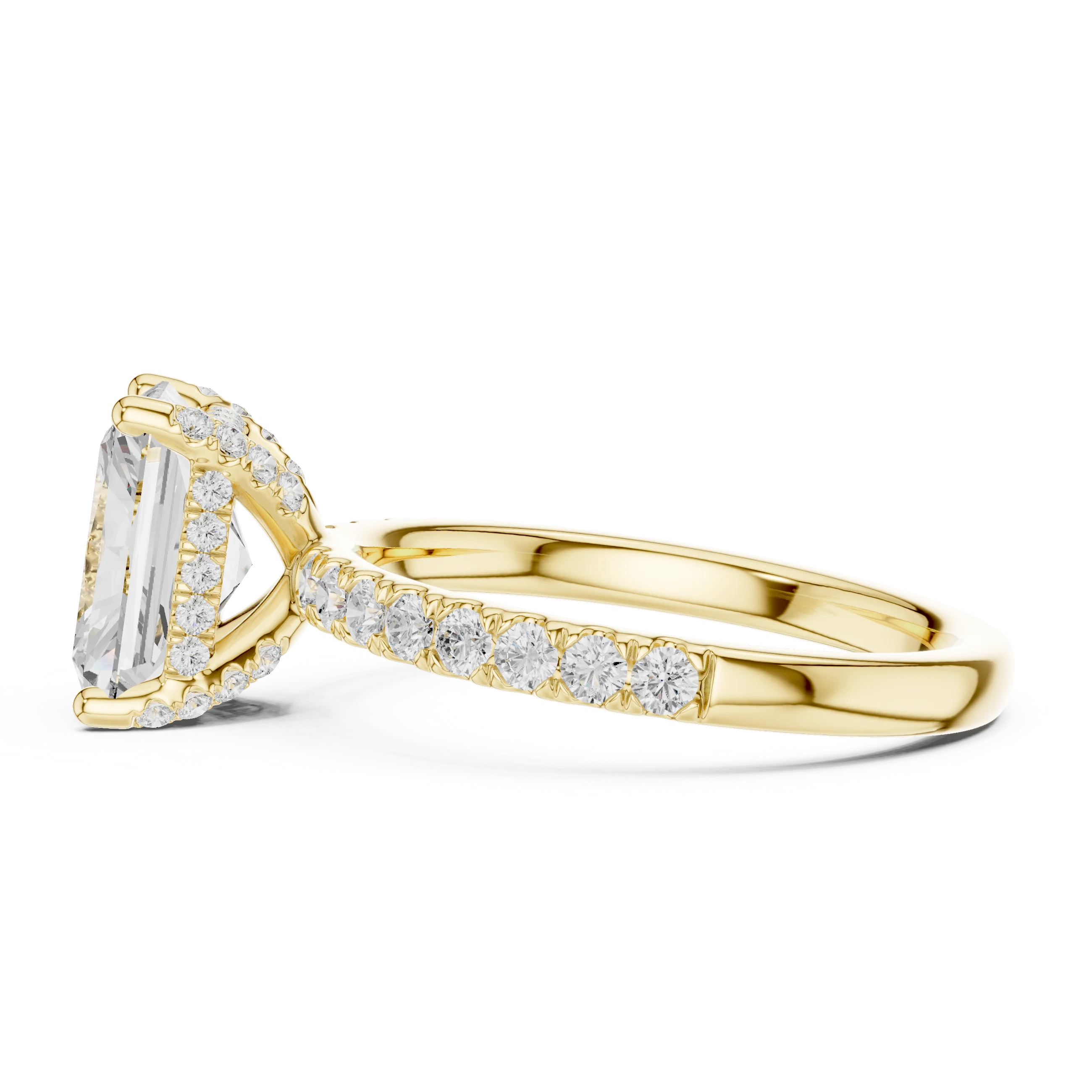 Radiant Diamond Engagement Ring With Pave Band