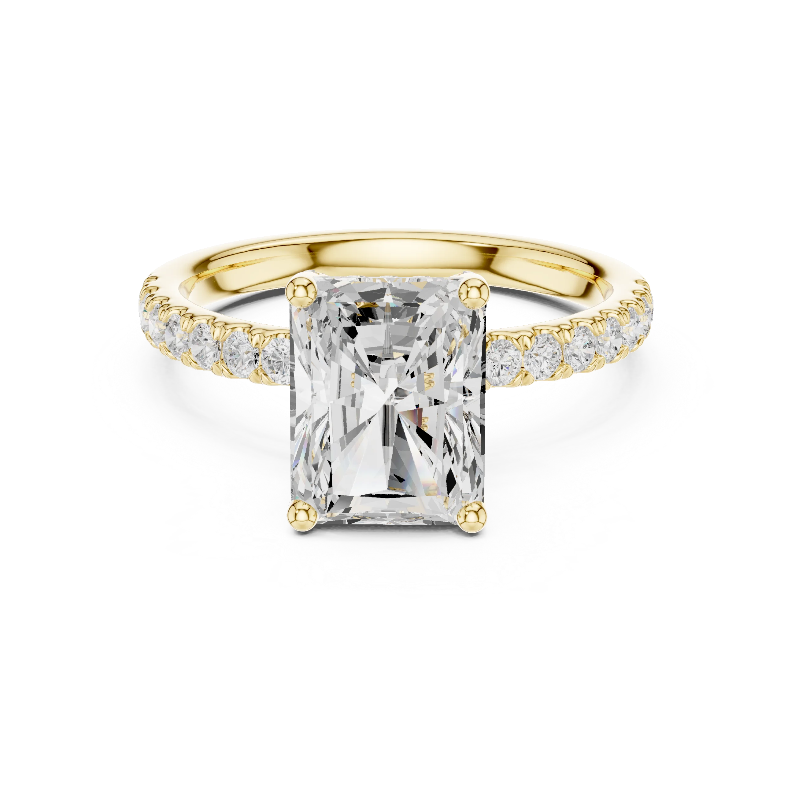Radiant Diamond Engagement Ring With Pave Band