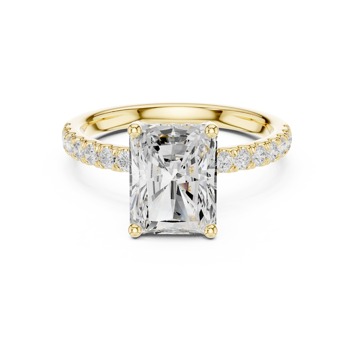 Radiant Diamond Engagement Ring With Pave Band