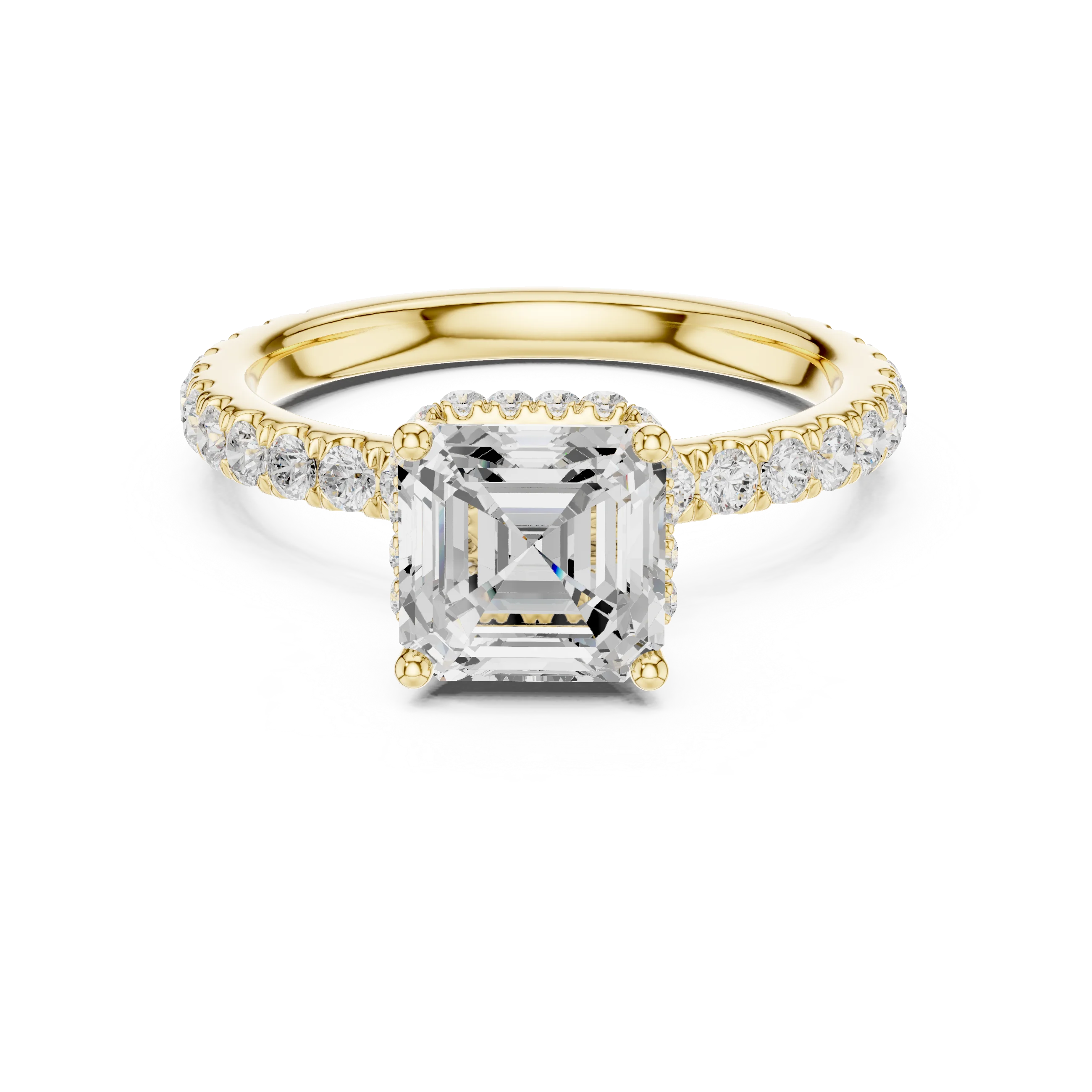 Asscher Cut Diamond Double Halo Pave Engagement Ring