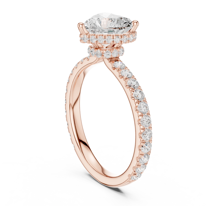 Heart Cut Diamond Double Halo Pave Engagement Ring