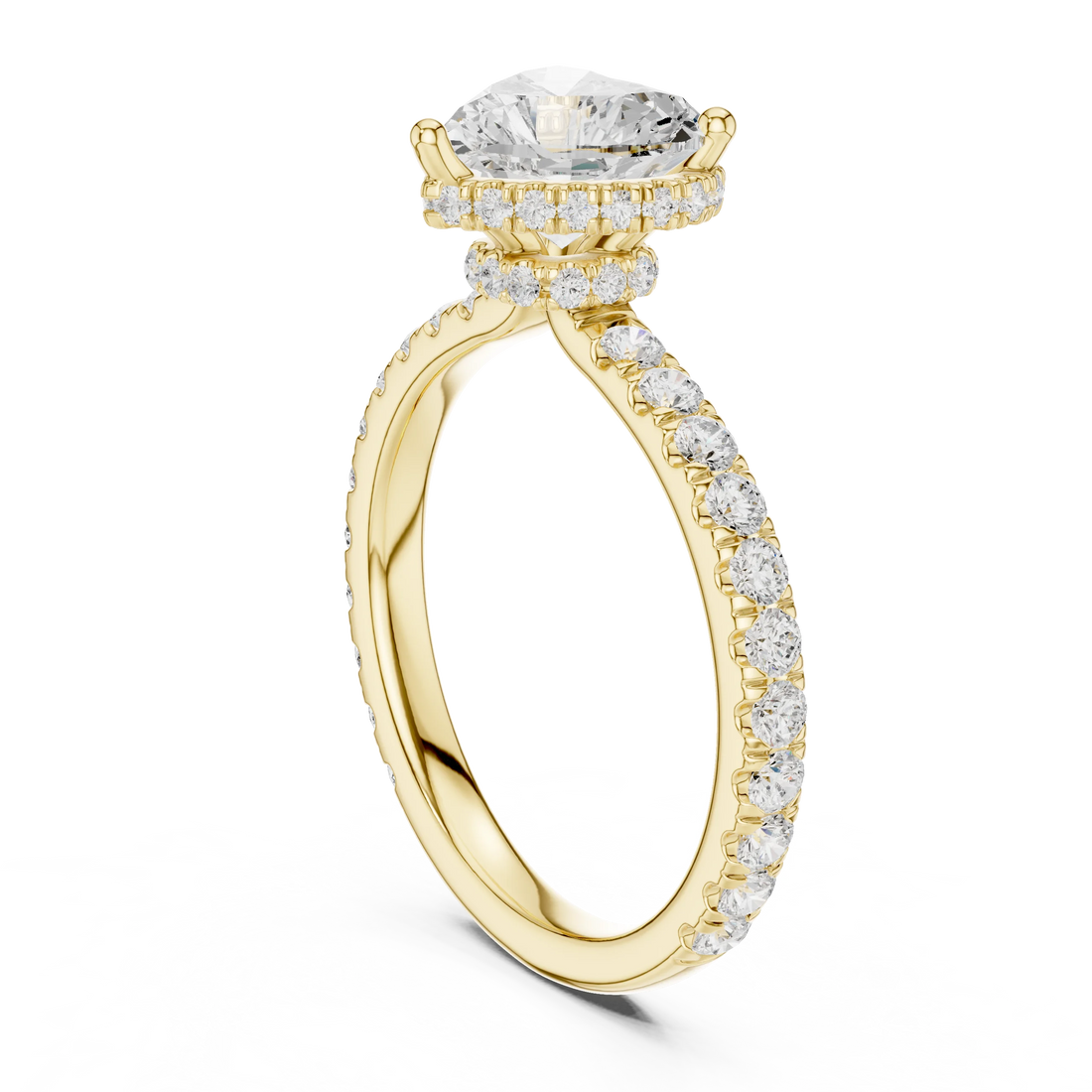 Heart Cut Diamond Double Halo Pave Engagement Ring