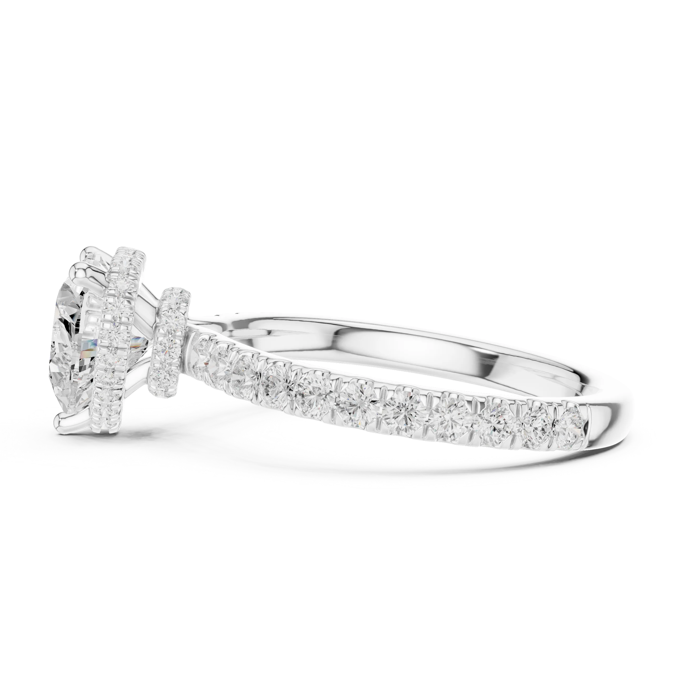 Heart Cut Diamond Double Halo Pave Engagement Ring