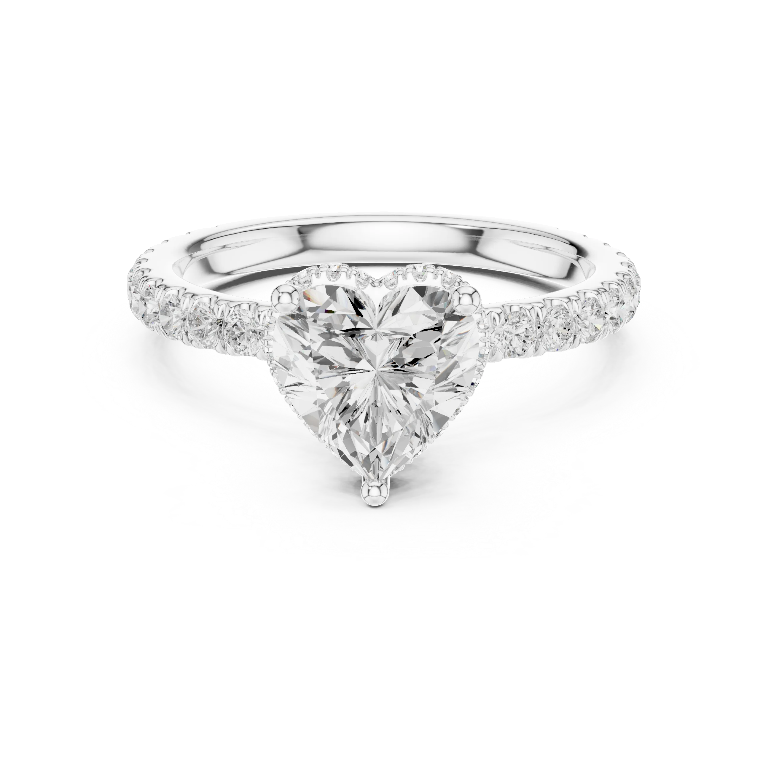 Heart Cut Diamond Double Halo Pave Engagement Ring
