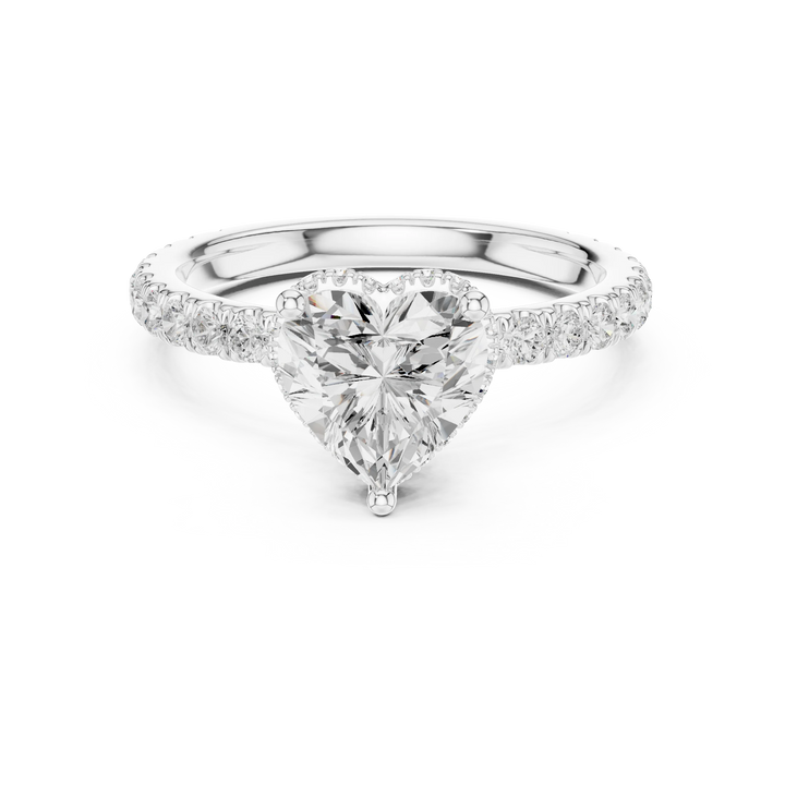 Heart Cut Diamond Double Halo Pave Engagement Ring