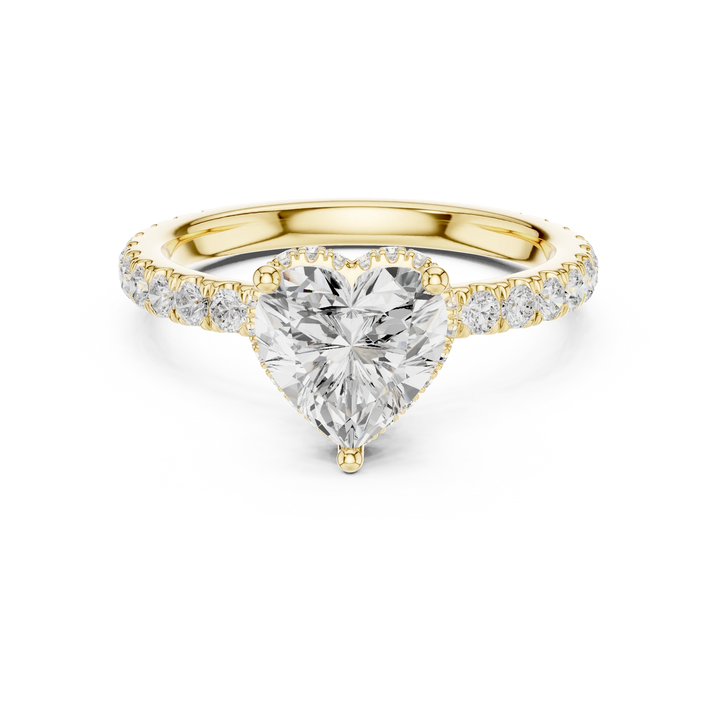 Heart Cut Diamond Double Halo Pave Engagement Ring