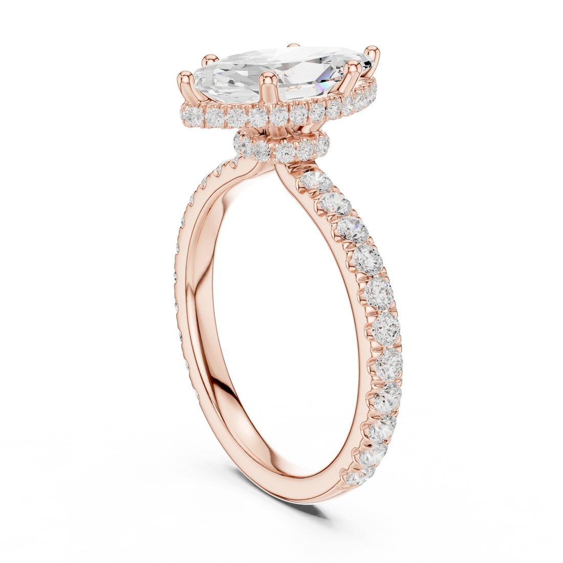 Marquise Cut Diamond Double Halo Pave Engagement Ring