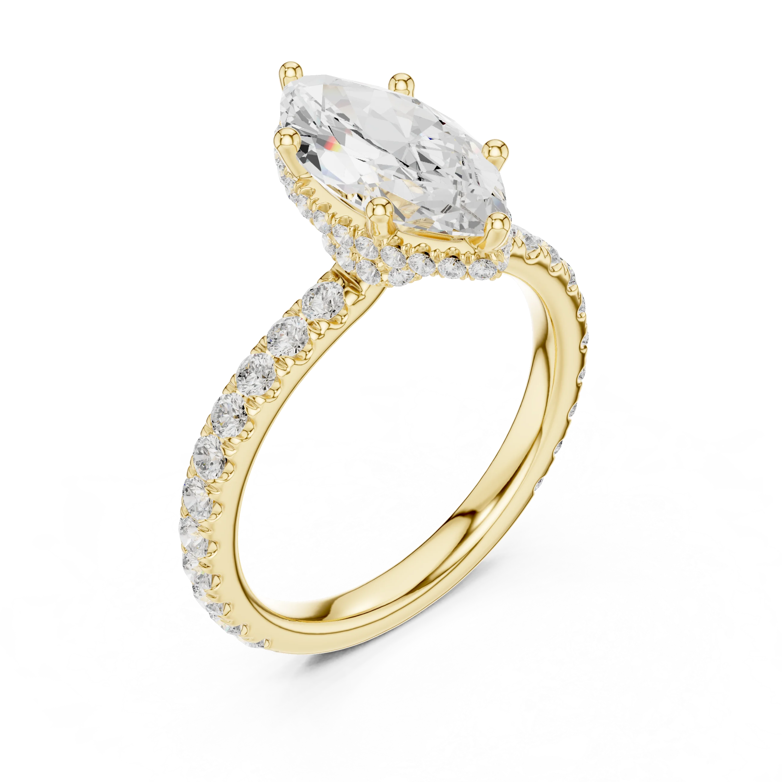Marquise Cut Diamond Double Halo Pave Engagement Ring
