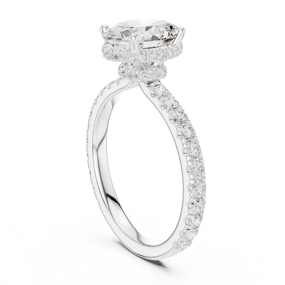 Oval Cut Diamond Double Halo Pave Engagement Ring
