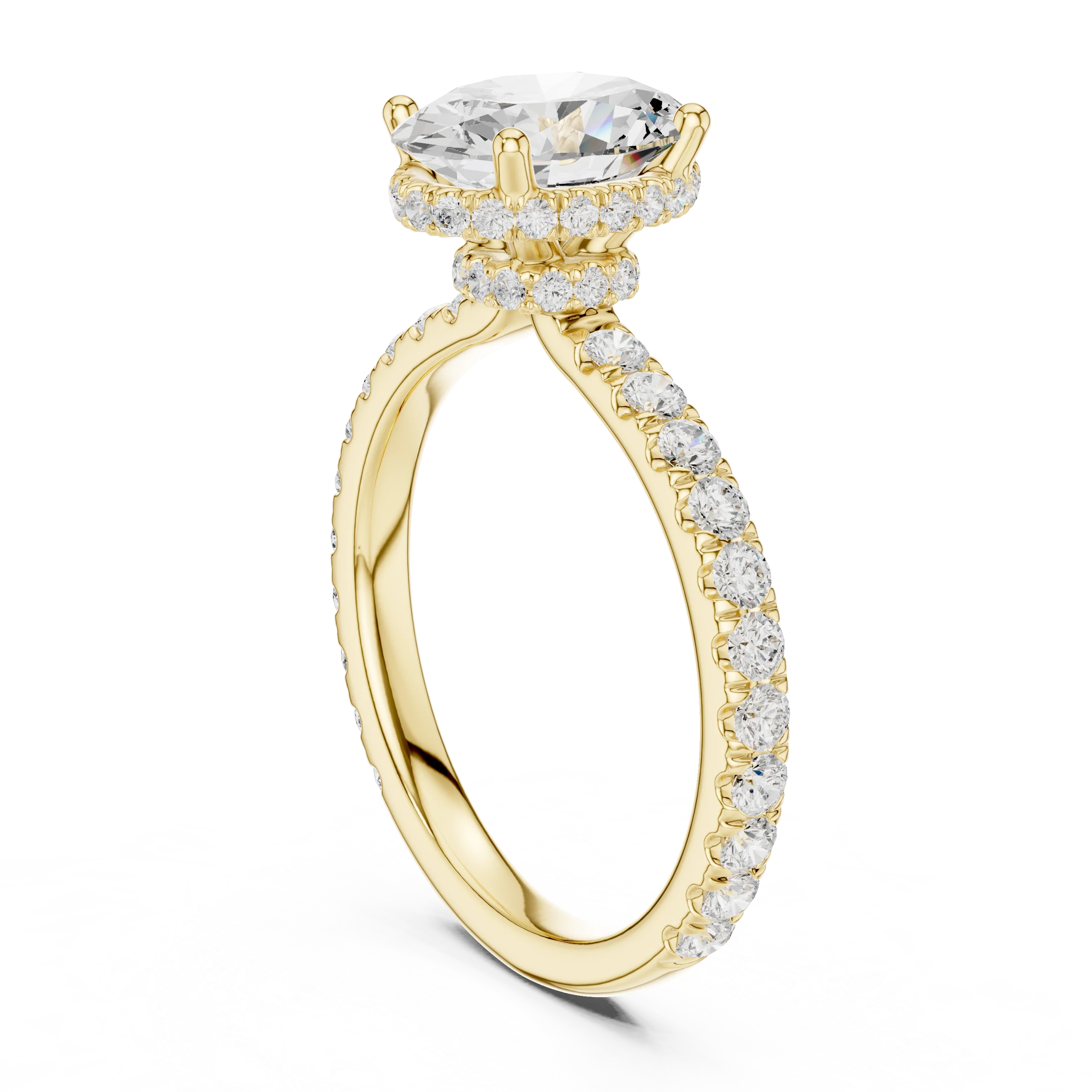 Oval Cut Diamond Double Halo Pave Engagement Ring