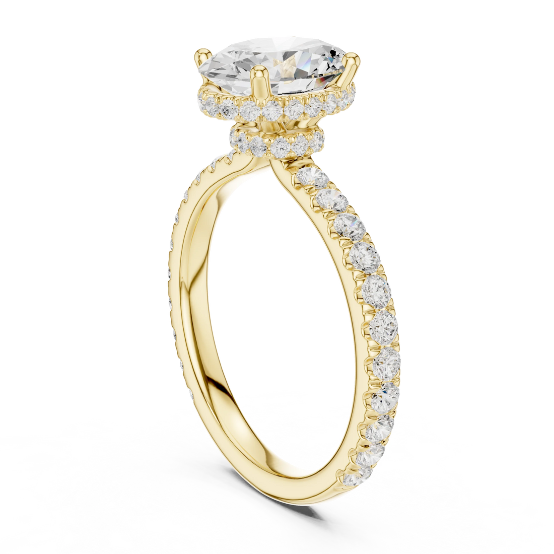 Oval Cut Diamond Double Halo Pave Engagement Ring