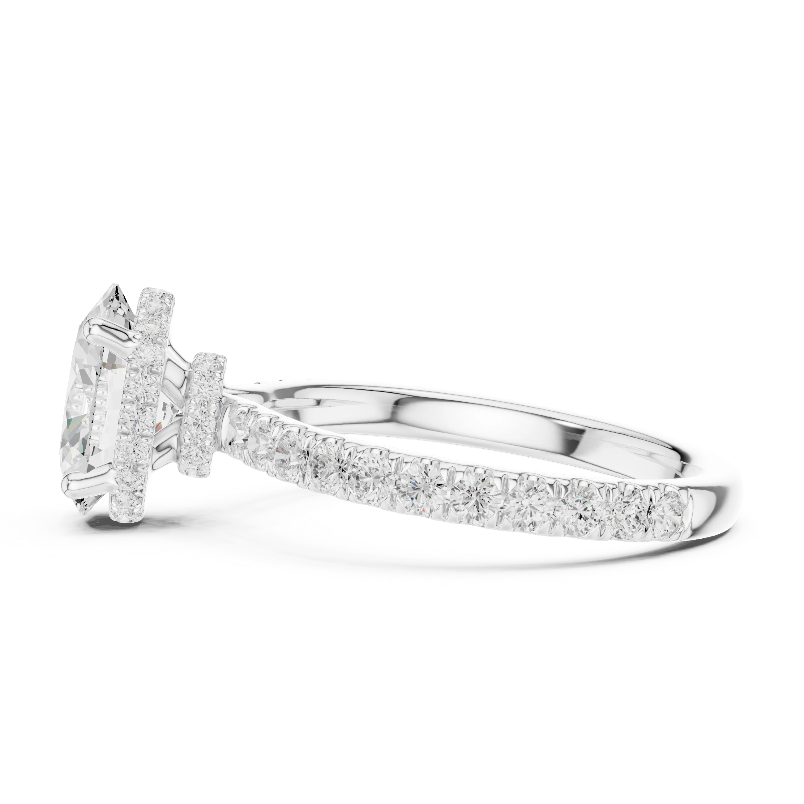 Oval Cut Diamond Double Halo Pave Engagement Ring