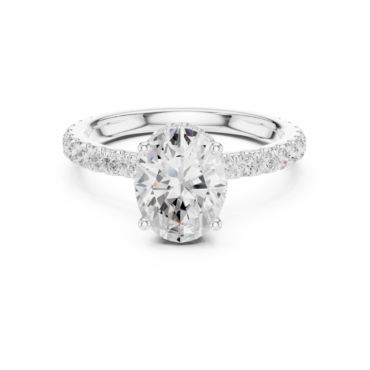 Oval Cut Diamond Double Halo Pave Engagement Ring